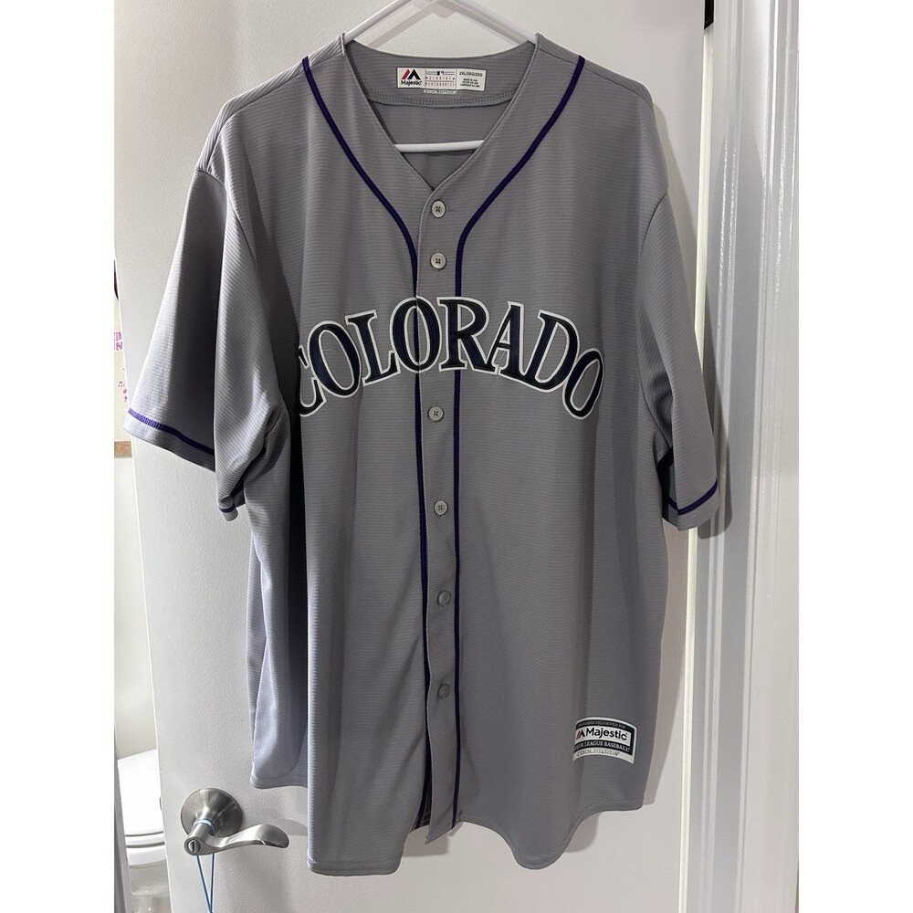 SOLD Colorado Rockies Majestic Road Grey Cool Base Customizable Jersey Size 2XL